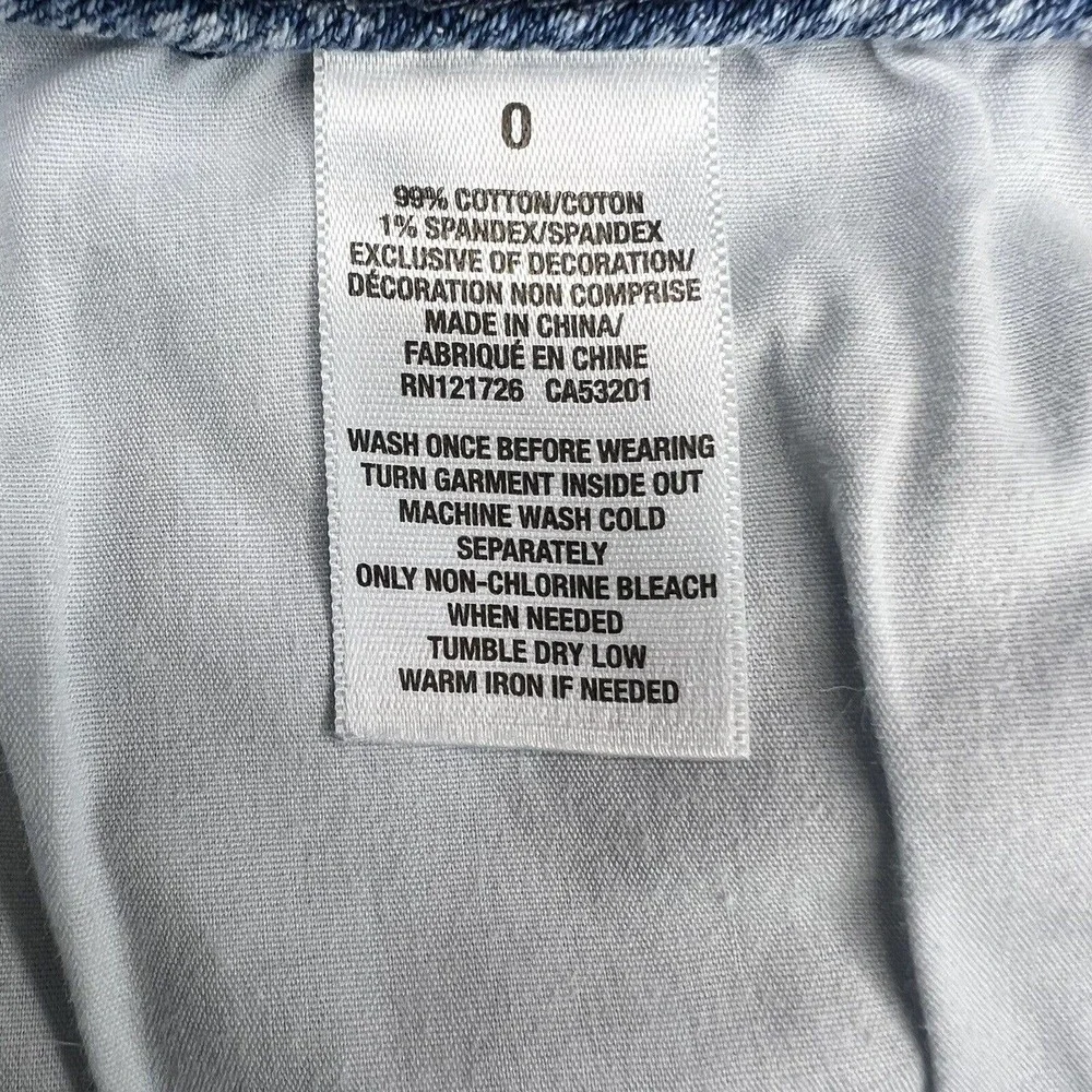 Aeropostale Blue & White Floral Low-Rise Stretch Denim Cutoff Jean Shorts Sz 0 - Picture 8 of 10